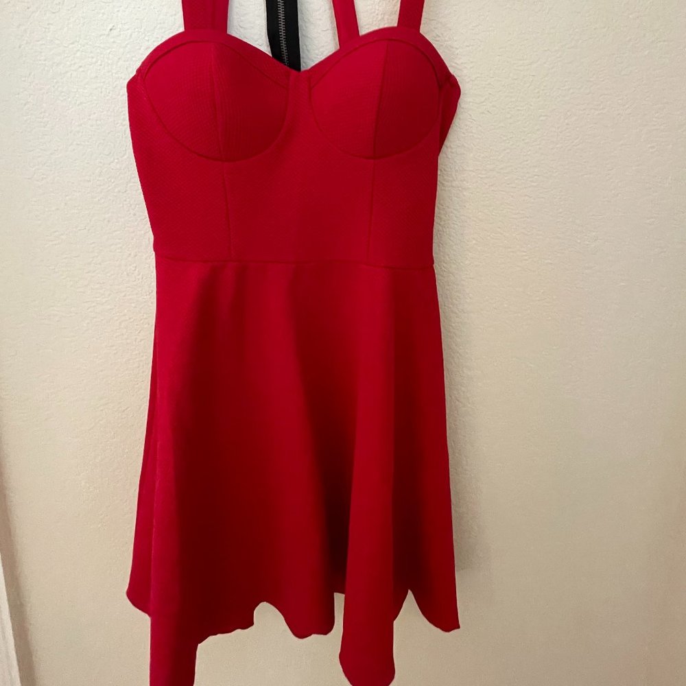 Red Material Girl Mini Dress